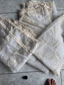 Elegant White &amp; Silver Dupatta