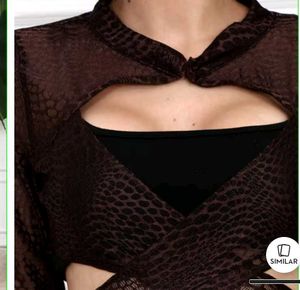 Trendy Brown Mesh Crop Top