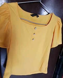 Cute Yellow Puff Sleeve Top