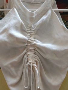 White Ruched Tank Top