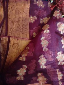 New Burgundy Tissue Silk Long Saree