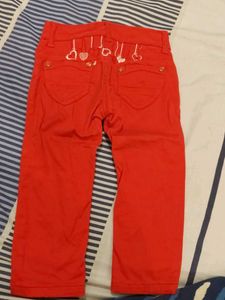 Kids' Blue Denim Shorts/red jeans combo set