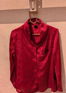 Maroon Satin Style Top