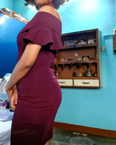 Burgundy Off-Shoulder Mini Dress