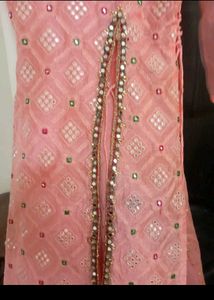 Elegant Pink Embroidered sequence long frok