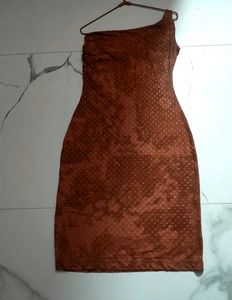 Copper One-Shoulder Dress