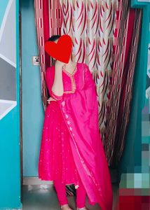 Pink Colour Three Piece Kurta Set