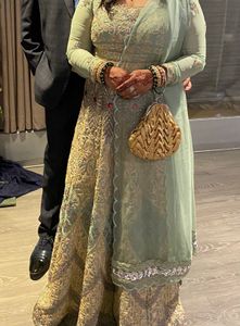 Elegant Mint & Gold Pakistani/Indian Outfit