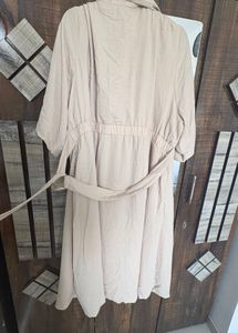 Sale! Beige Crinkle-Textured Wrap Dress