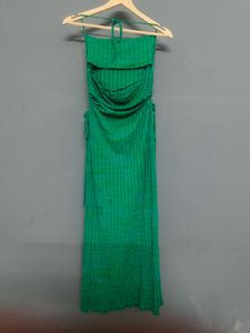 Green Ribbed Maxi Dress