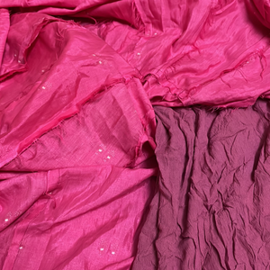 pink silk skirt with foil print