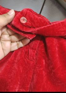 Red🔴 Velvet Trouser Pant For 34 Waist