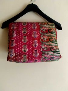 Red &amp; Gold Paisley Sari