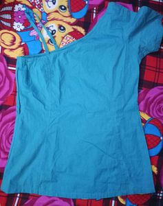 Blue One Shoulder Top