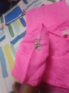 Pink Saree With Blouse Combo