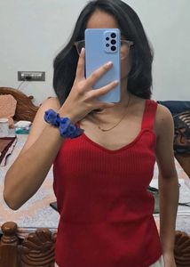 Red Ribbed Tank Top - Casual Staple