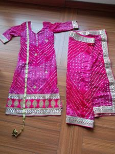 52) Pink Ethnic Bandhani GotaPatti Kurta Set