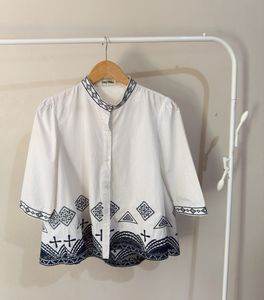 White And Blue Korean Shirt