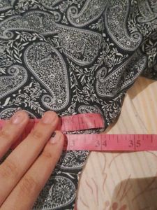 Black and White Paisley Print Shirt, Size-XS