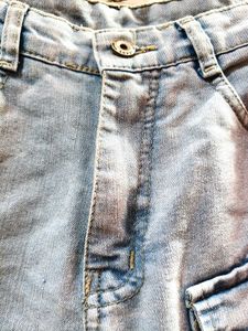 Light Wash Denim Cargo Pants