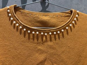 Mustard Yellow Pearl Embellished Top🌸🌸🌸