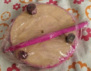 Kids Baby Miniature Handmade Wooden Chakla Belan Set (Pink) with Rolling Pin and Board for Kids