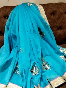 Supernet Blue Saree