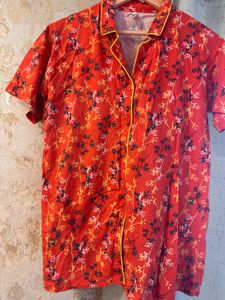 Red Floral Button shirt- Bust- 32/34