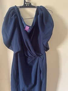 Chic Navy Blue Bodycon Slit Party Dress