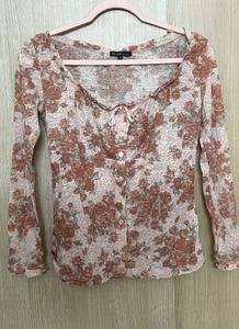 Romantic Floral Long-Sleeve Blouse