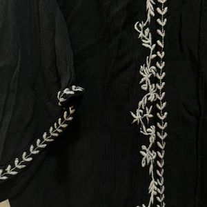 Embroidered Black Kimono Shrug