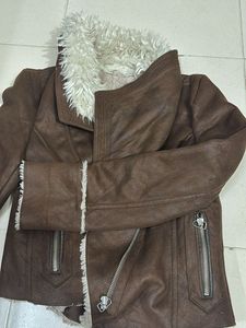 Brown Faux Fur Collar Jacket