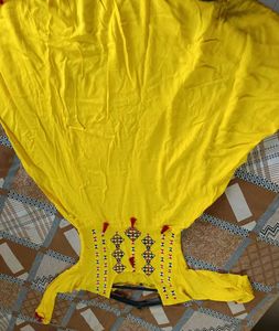 Yellow Embroidered Anarkali Kurti