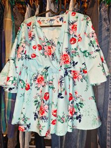 Floral Print Flared Sleeve Top 34 - 36 inches