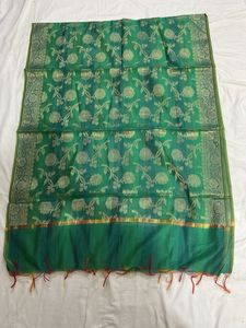 Emerald Green Floral Kameez Dupatta BanarsiSet