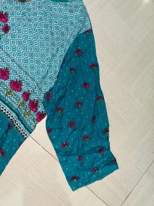 Teal Floral Print Kurti
