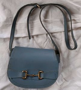 Blue Leather Crossbody Bag