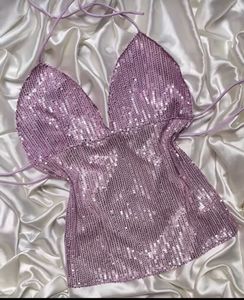 Sparkly Lilac Halter Top