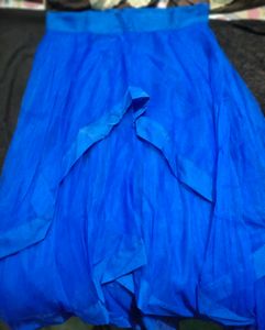 Blue Flower Mesh Top Lehnga  With Butterfly Blouse
