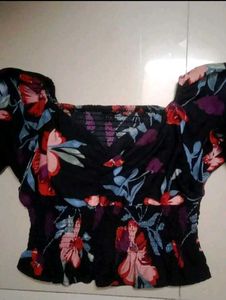 Floral Black Crop Top