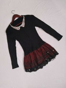 WINTER Black Embellished Dress