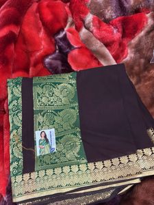 Elegant Green Floral Saree Fabric