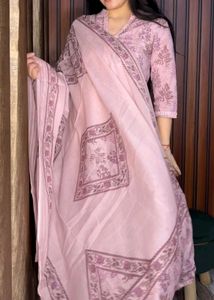 Elegant Pink Printed Kurta Set