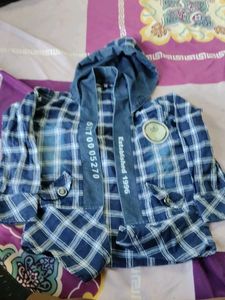 Blue Plaid Hooded Shirt Jacket
