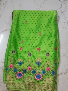 Green Embroidered saree