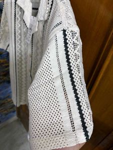 ETA WESTSIDE OFF WHITE CROCHET RELAXED FIT SHIRT