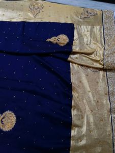 Elegant Blue and Gold Saree