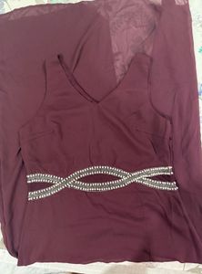 Kazo Embellished V-neck Gown Dress (XL)