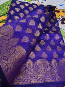 Elegant Blue Pure Banarasi Saree