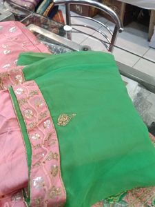 Pink Embroidered Lehenga Fabric